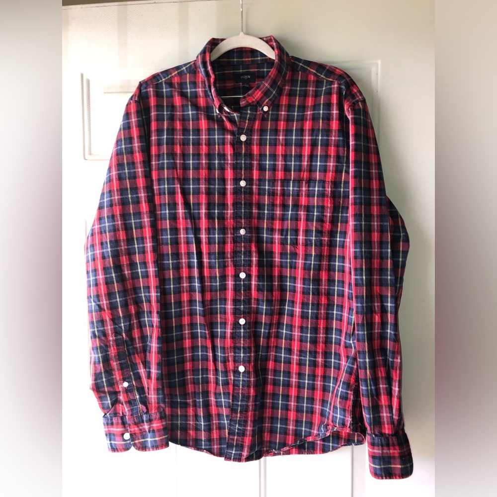 J. Crew plaid button-front shirt size L